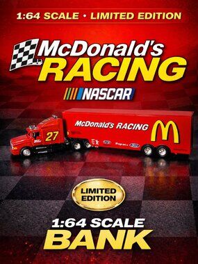 Racing Champions NASCAR #27 McDonald's 1:64 Scale Die-Cast Hauler Bank - NIB